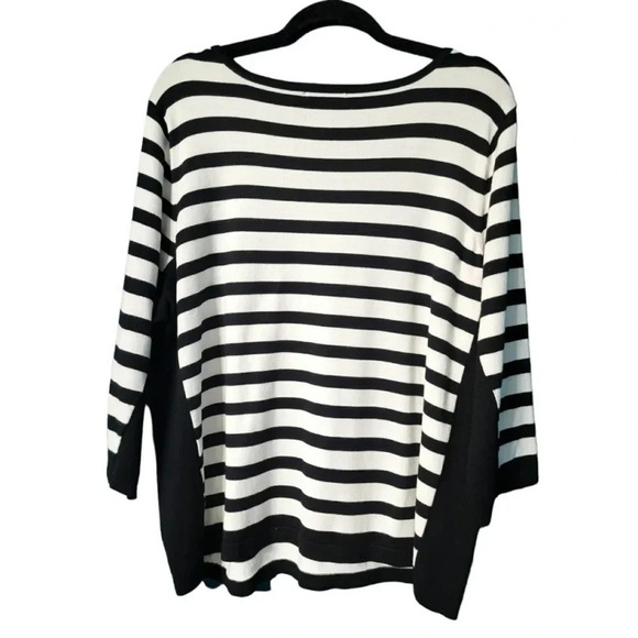 Roz & Ali Black and White Striped Sweater Size 3X - Picture 3 of 7